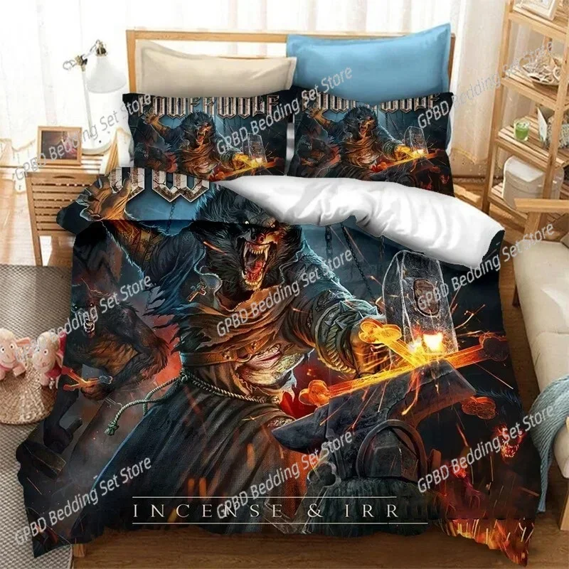 

3D Printed Powerwolf Bedding Set Single Twin Double Queen King Cal King Size Bed Linen Set