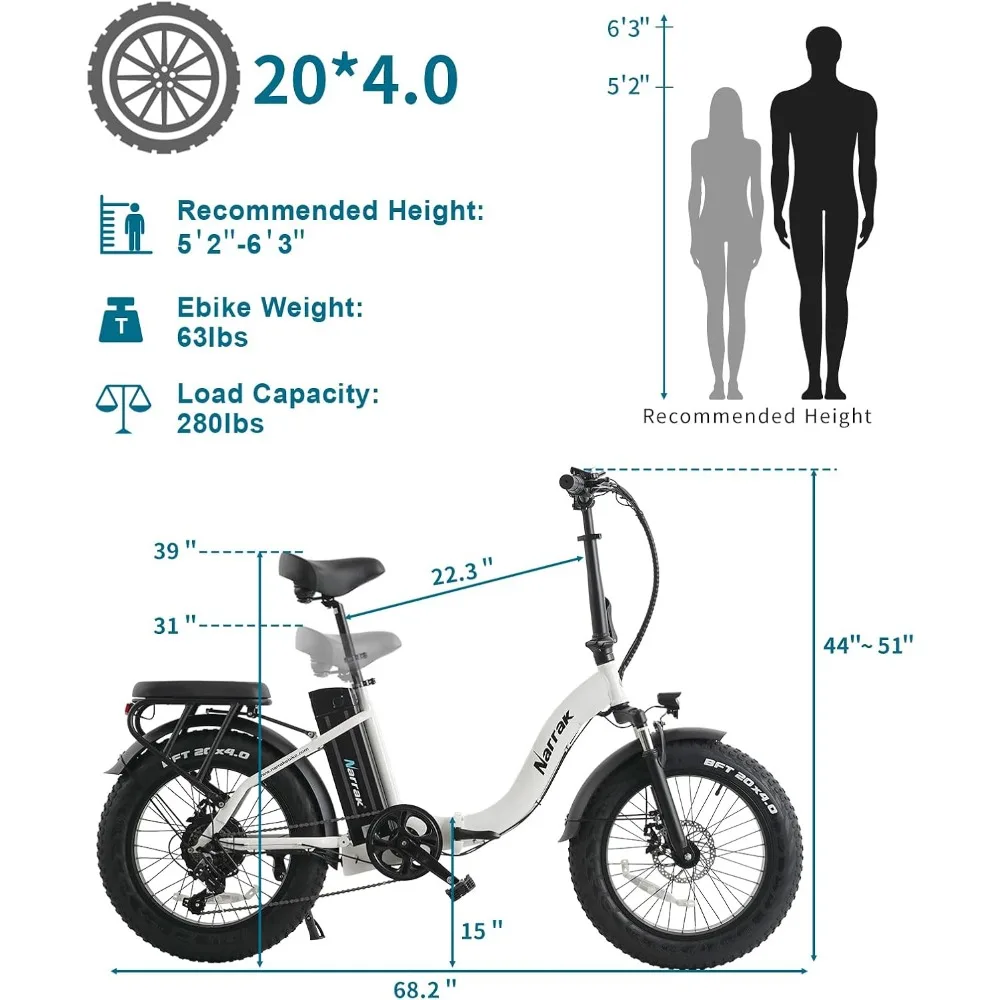 Fat Tire Folding Electric Bike, Brushless Motor,M5 Large LCD Display, Suspension, Step-Over Or Step-Through Frame for Adult