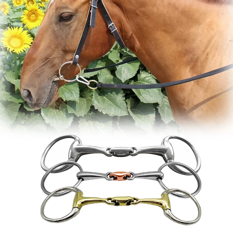 Horse Snaffle Bite Stainless Steel Eggbutt Bit Horse Chew Jointed Mouth Bit Horse Training Equipment Equestrian Products