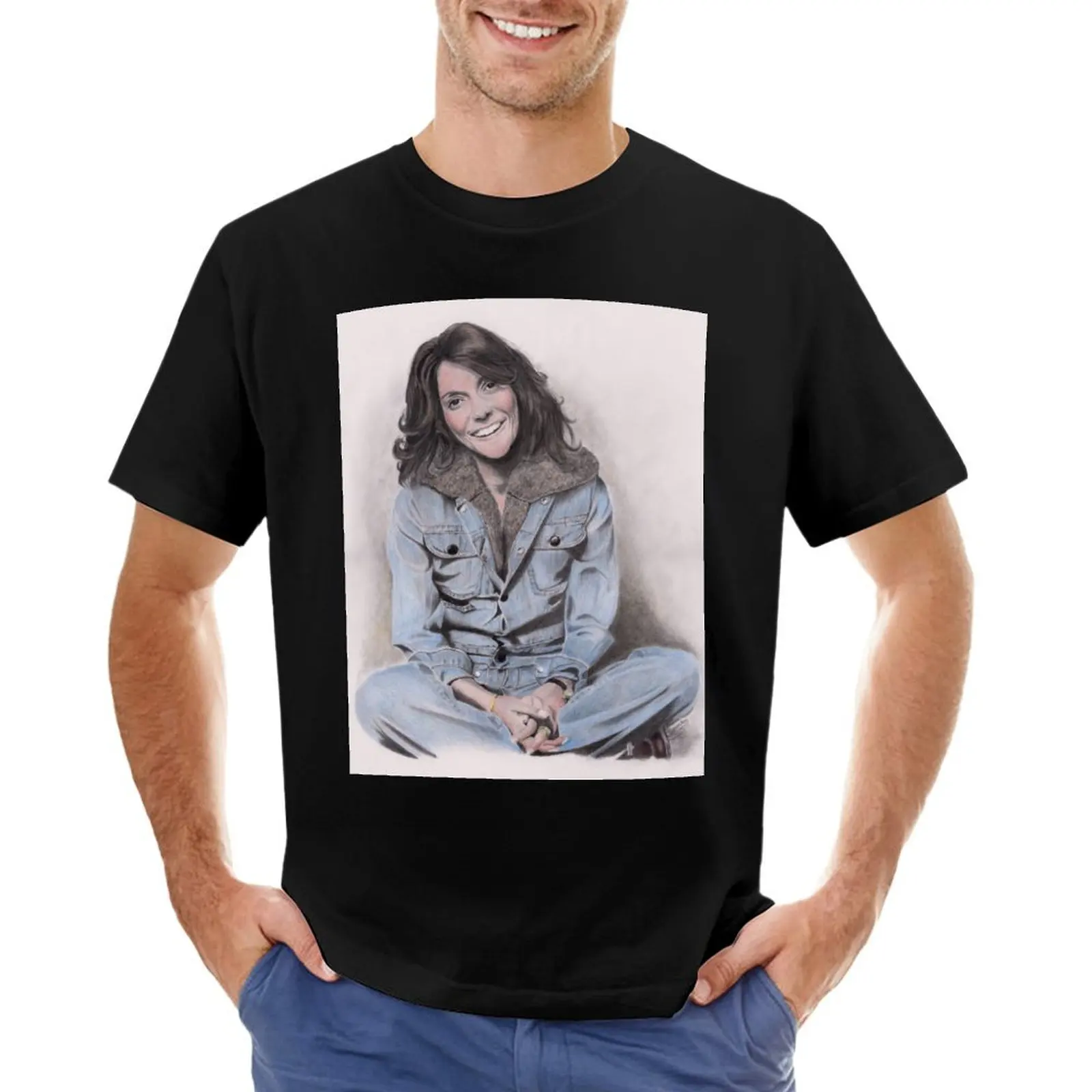 

Karen Carpenter Tinted Graphite Drawing T-Shirt new edition customs design your own summer tops Men's clothing