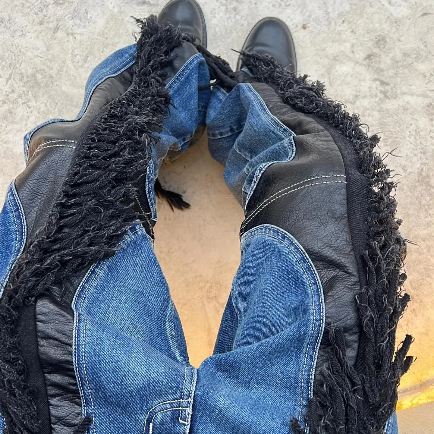 2024aw High Street  Thug Club Tassels Splicing  Straight Trousers Casual Pants Stacked  sweatpants  y2k  traf  cargo for  man