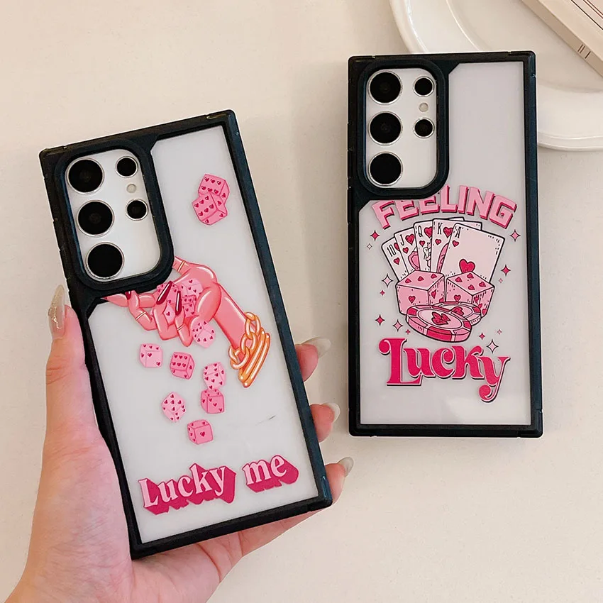 Lucky Dice Ace of Hearts Phone Case For Samsung Galaxy S22 S23 S24 Plus Ultra A05 A05S A15 A25 A35 A55 A13 A14 A34 A54 5G Cover