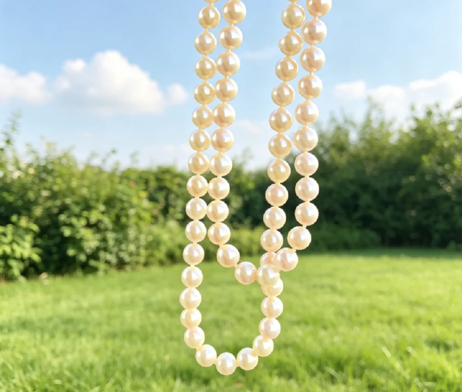 

Long pearl necklace AAAA6-7mm natural light pink pearl necklace 80cm/120cm/925 buttons