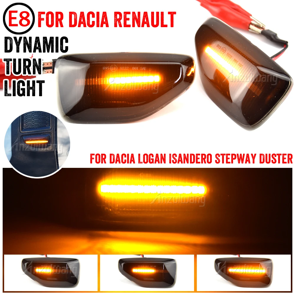 

2x LED Dynamic Side Marker Turn Signal Light For Dacia Logan 2 Sandero 2 Duster Renault Stepway Sandero Indicator Repeater Lamp