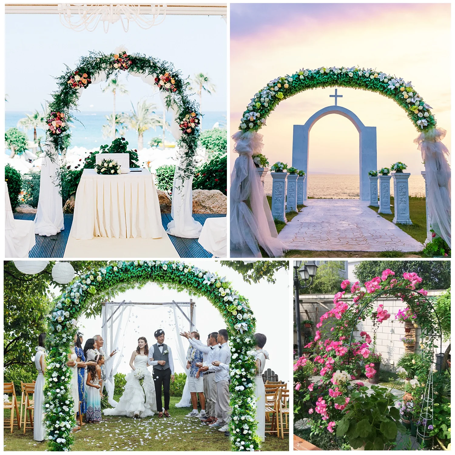 Iron Wedding Arch Decorative Garden Backdrop Pergola Stand Flower Frame For Marriage Birthday Wedding Party Decoration 3 in 1