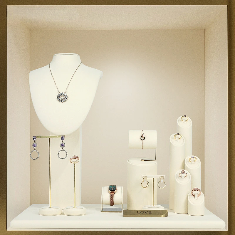 New jewelry display props ring combination set display stand rice white jewelry ring ear stand