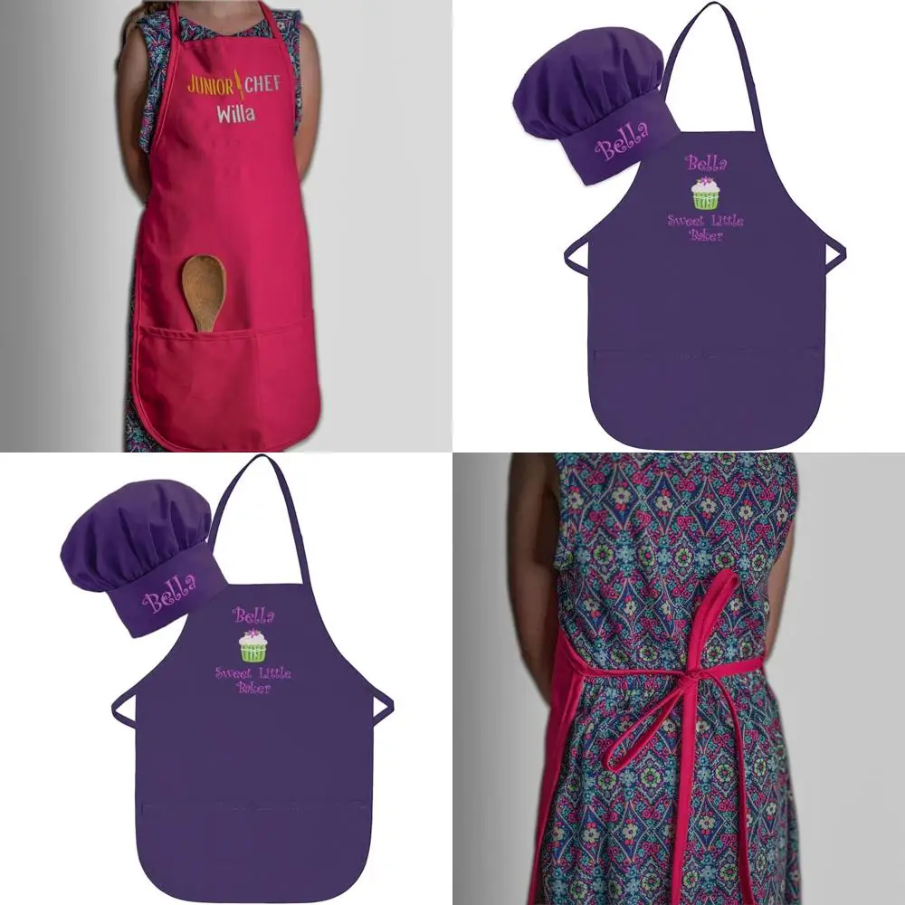

Высококачественный детский фартук и поварская шапка с индивидуальной вышивкой для игр на кухне