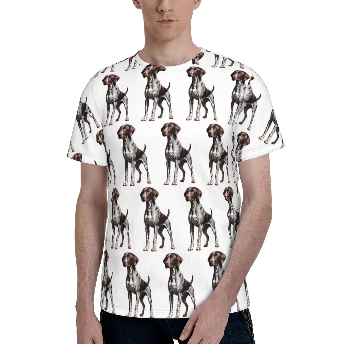 German Shorthaired Pointer Dog Bone And Paw T-Shirt for Men Cotton T Shirts Men's Tees Short Crew Neck Summer Clothes Tops
