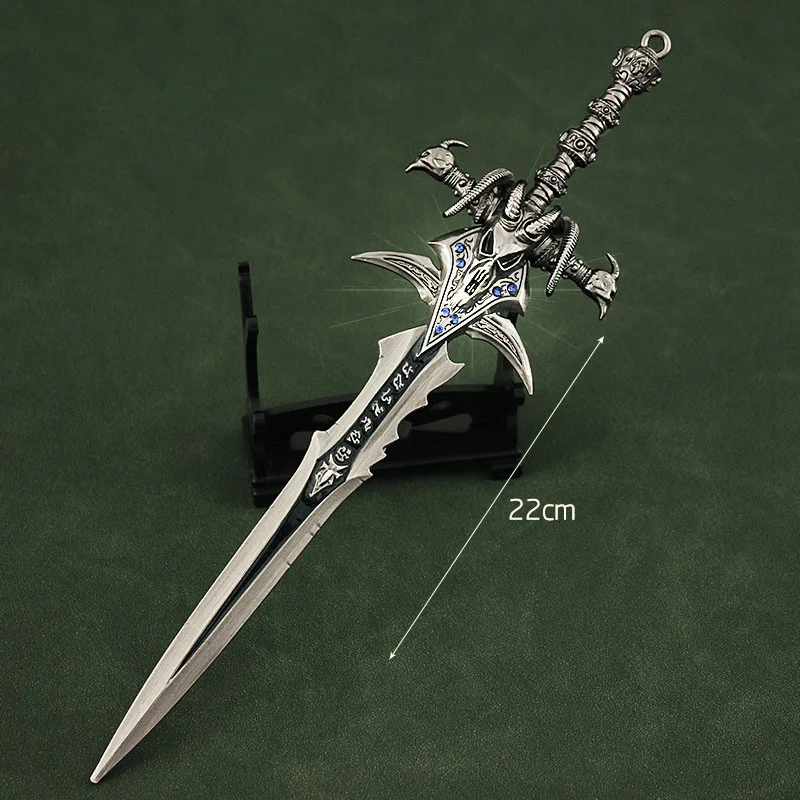 Arme World of Warcraft avec incrustation de diamants, Frostmourne The Lich King, couteau en alliage périphérique, épée de samouraï Katana, jouets de jeu, 22cm