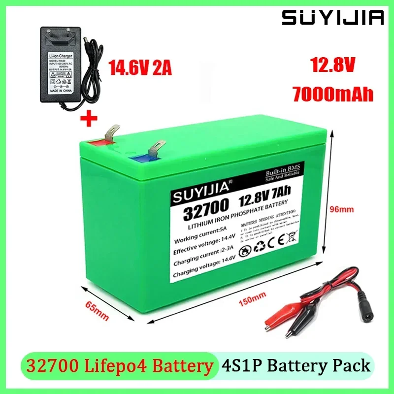 

32700 Lifepo4 Battery Pack 4S1P 12.8V 7000mAhfor Electric Boats and Uninterruptible Power Supplies with 4S 40A Balanced BMS