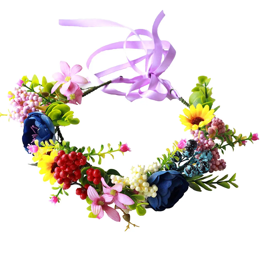 

Floral Hair Wreath Artificial Garland Headdress Bridal Headwear Festivals Flower Fashion Durable Comfortable Wedding Party Photo