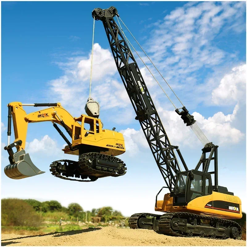 Huina 572 rc caminhão 15 canais liga guindaste 1/14 rastreador trator engenharia veículo modelo de carro elétrico brinquedo presentes aniversário do miúdo