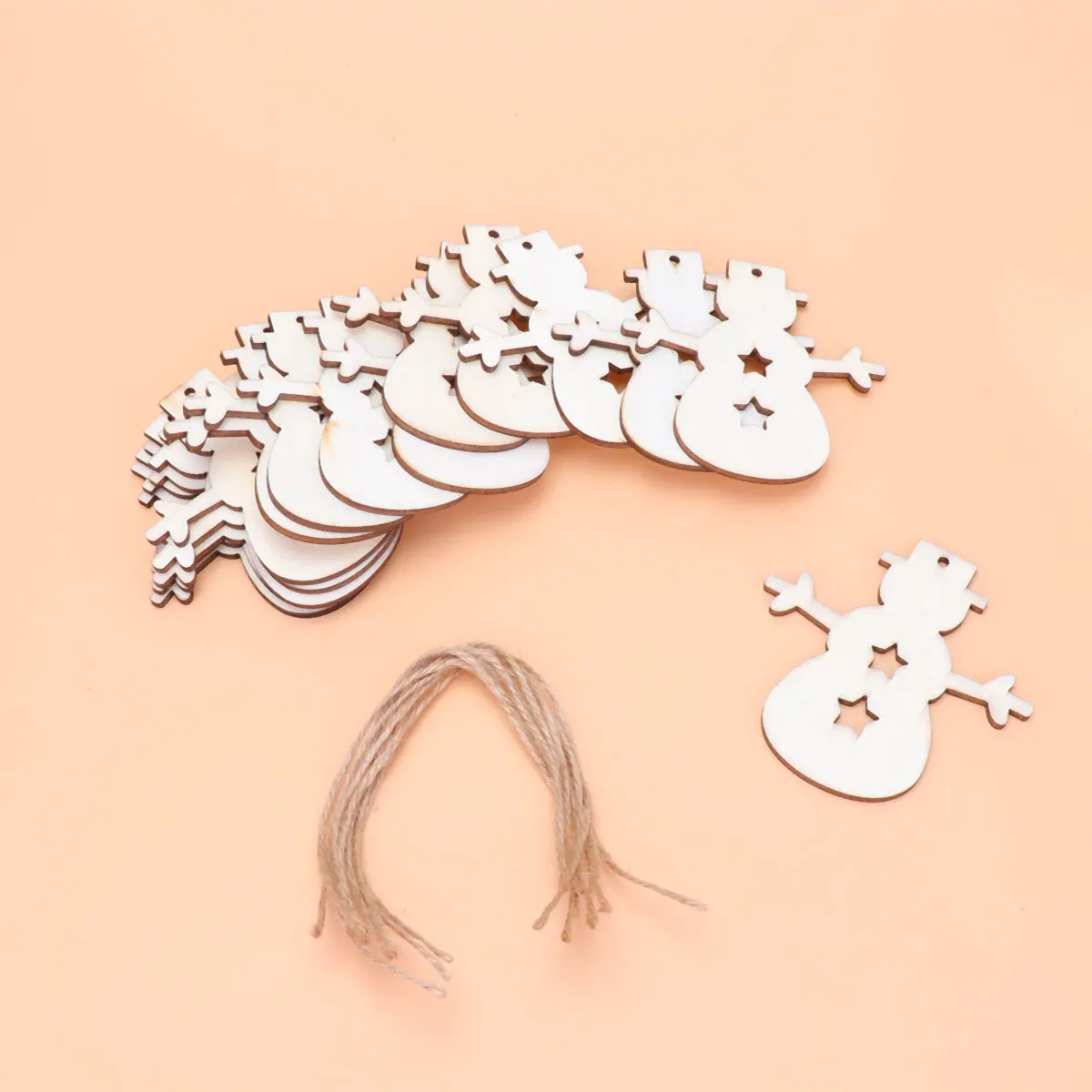 

30Pcs Wooden Christmas Pendants DIY Blank Tags Xmas Hanging Ornaments Tree Decorations Snowman Design Festival