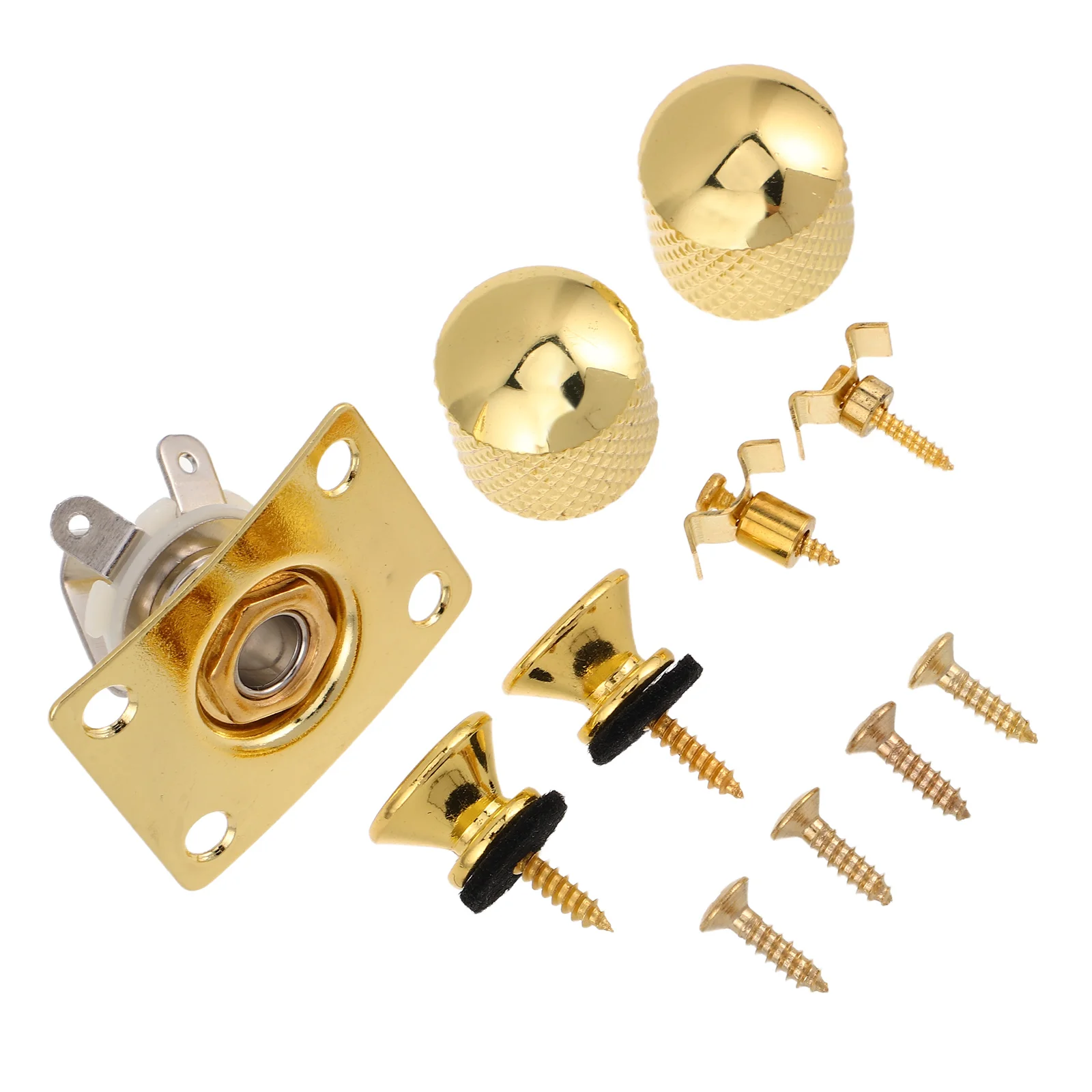 

Guitar Accessories Set Boat Jack Strap Buttons String Knob Caps Retainer Electric Parts Replacement Hardware Kit Square Gold