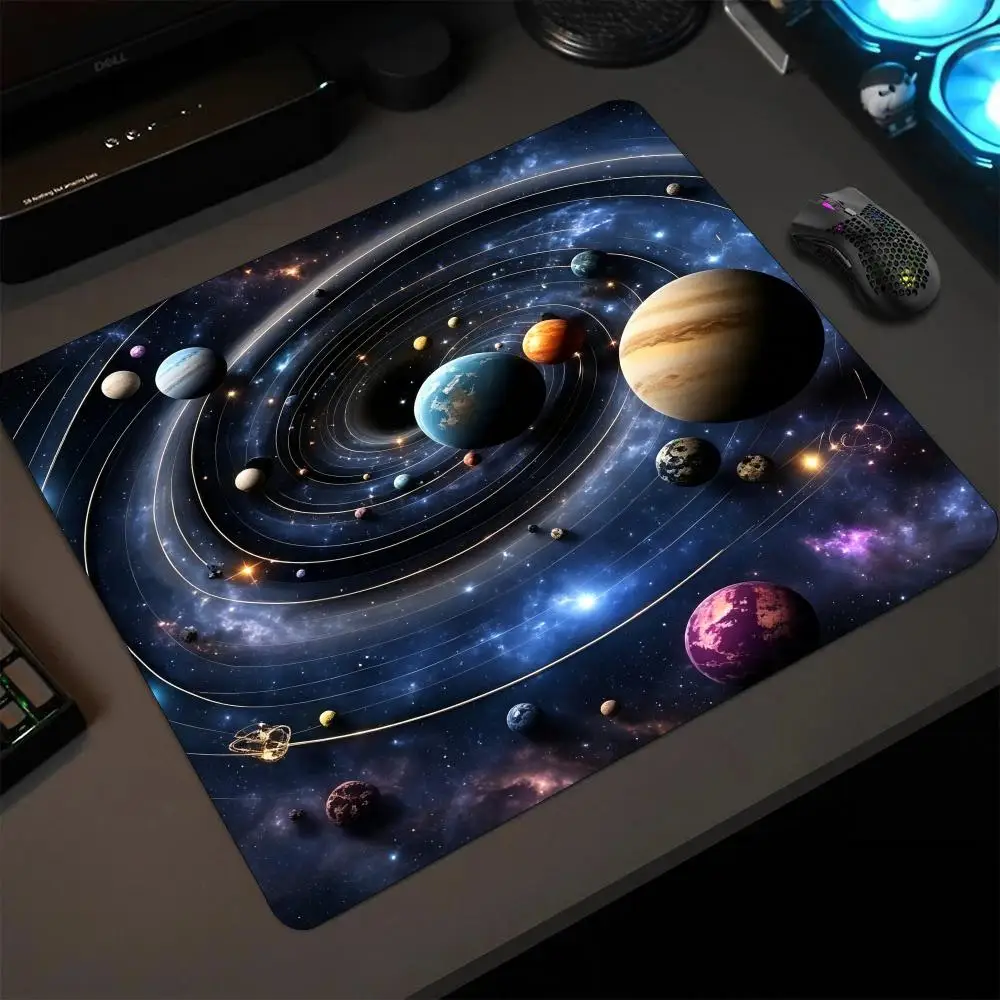 Cosmic Galaxy Solar System Square Gaming Mouse Pad Non‑Slip Rubber Outer Space Nebula Keyboard Mat For Laptop Computer