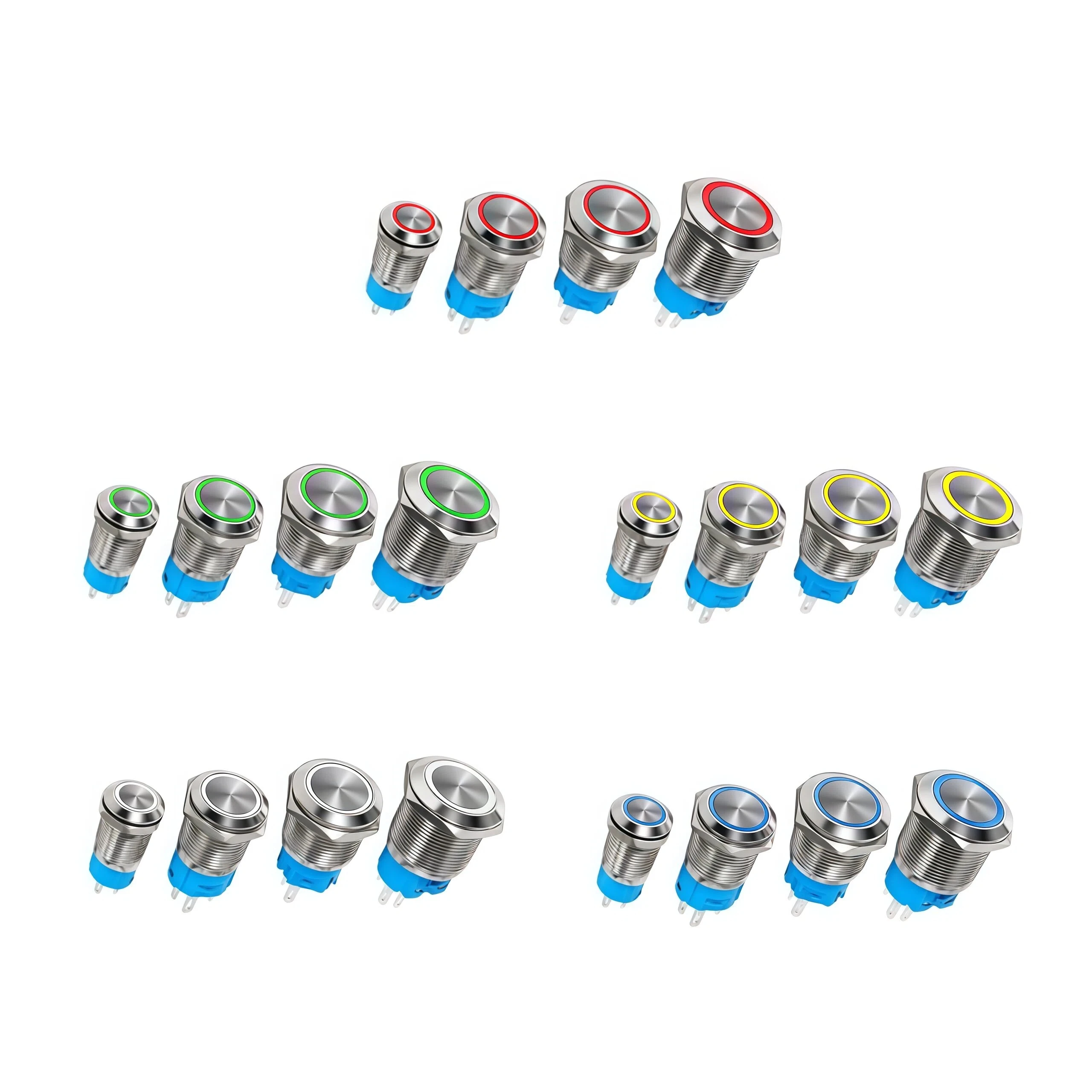 مفتاح زر معدني مقاوم للماء مع ضوء 12/16/19/22 مم زر ضغط تعديل السيارة ذاتي القفل