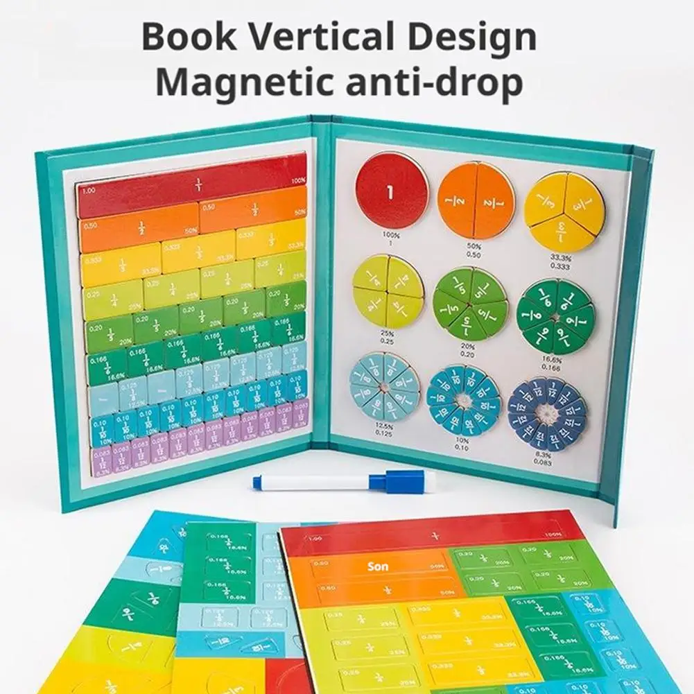 Children Math Toys Magnetic Fraction Learning Wooden Fraction Book Set Parish Teaching Aids Arithmetic Learning Educational Toys