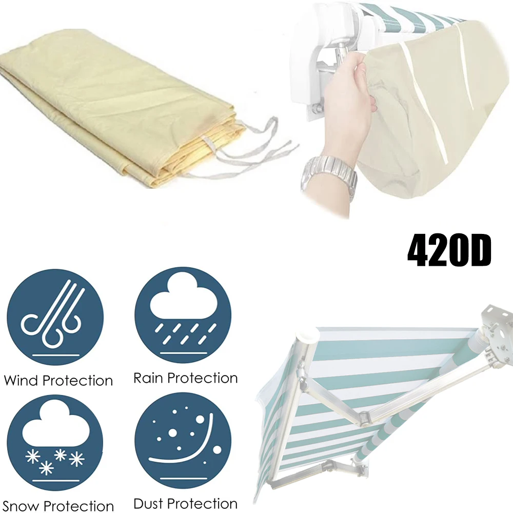 Awning Protective Cover - Rain Canopy Storage Bag 420D Outdoor Shade Umbrellas Accessories Fit Retractable Roller Blind Cover