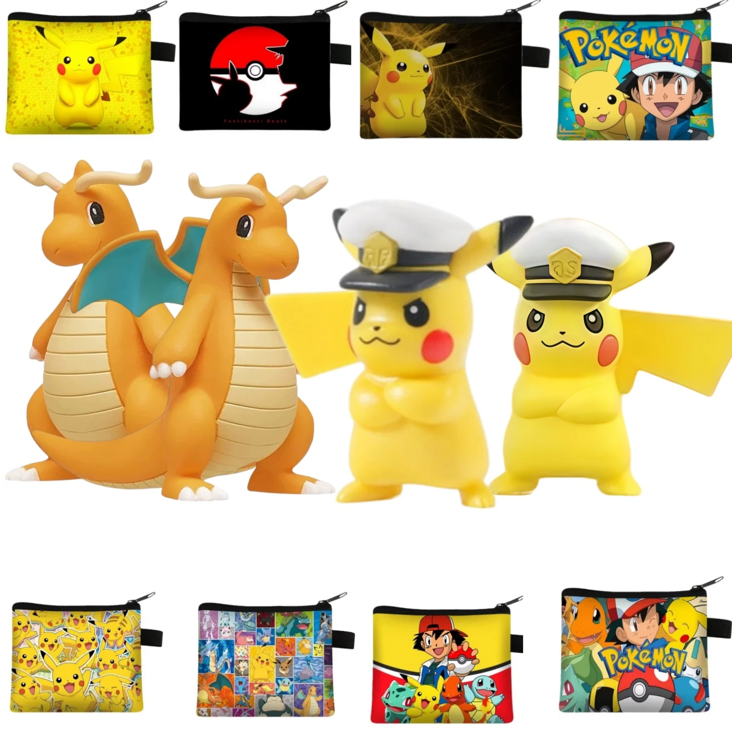 Pokemon Glurak Geldbörse Pokemon Münzbeutel Kartenetui für Jungen Ausweiskartenhalter Bargeld-Münztasche Pikachu Kinder-Geldbörse Kindergeschenke