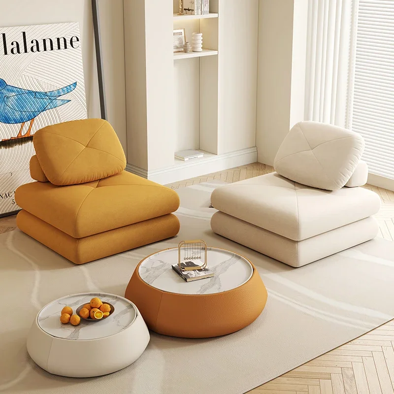 Fabric Sofa Small Unit Living Room Balcony Dismantling and Washing Lazy Sofa Tatami Rice Cream Style Tofu Block Lounge Chair