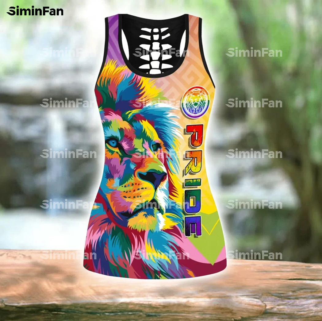 Amor orgulho lgbt lions 3d cheio impresso tanque superior legging mulheres colete calça ternos feminino outfit verão duas peças conjunto yoga roupa esportiva