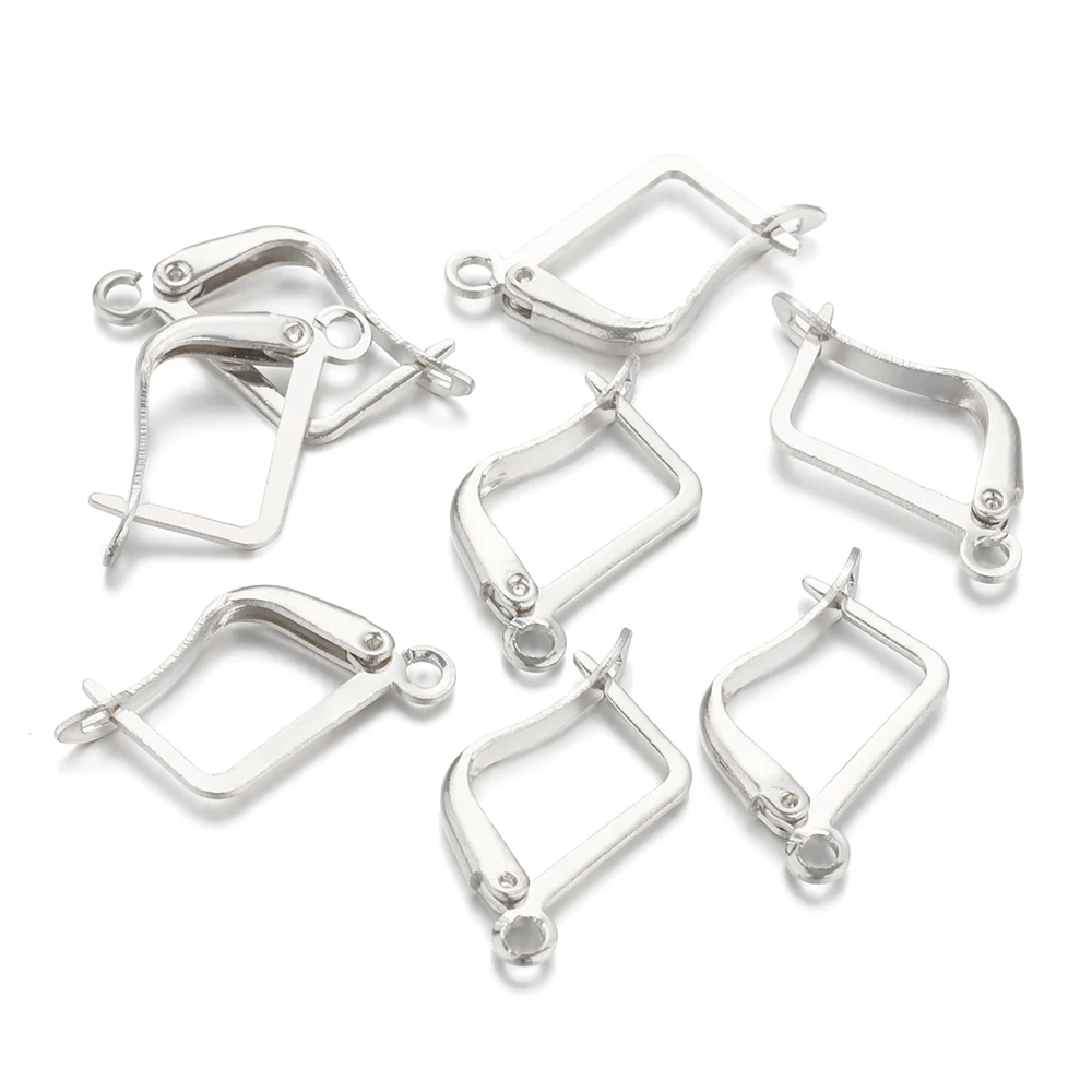 50pcs/lot Square Lever Earring Clips Earwire Ear Clasp Base French Earring Hooks for DIY Jewelry Finding Accessories Supplies