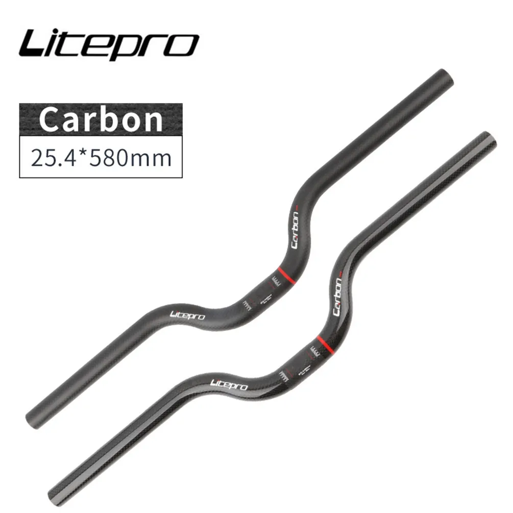 Litepro Bicycle M Handlebar Parts Folding Bike Carbon Fibre For Brompton 25.4 x 580MM Swallow Handle Bar Ultralight 105g