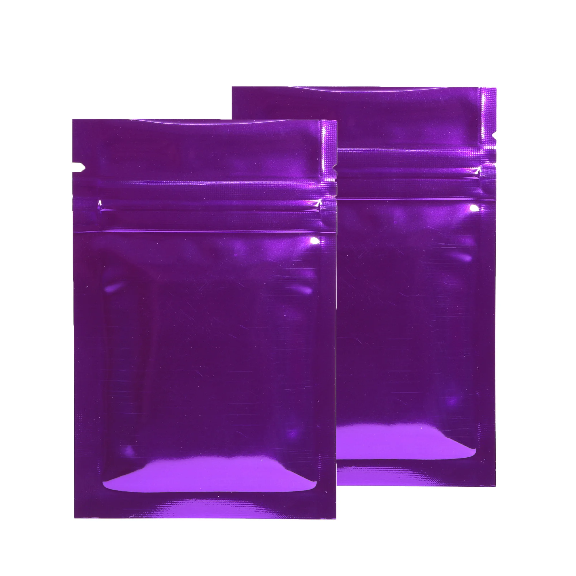 100PCS Glossy Purple Zip Lock Mylar bags Heat Sealable Reusable Reclosable Packaging Small  Aluminum Foil Ziplock Pouch Bag