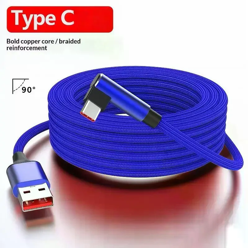 1 Uds USB-A a TYPE-C datos de codo 480Mbps 1/1, 5/2 metros PD 60W 6A Cable de carga rápida para accesorios de teléfono