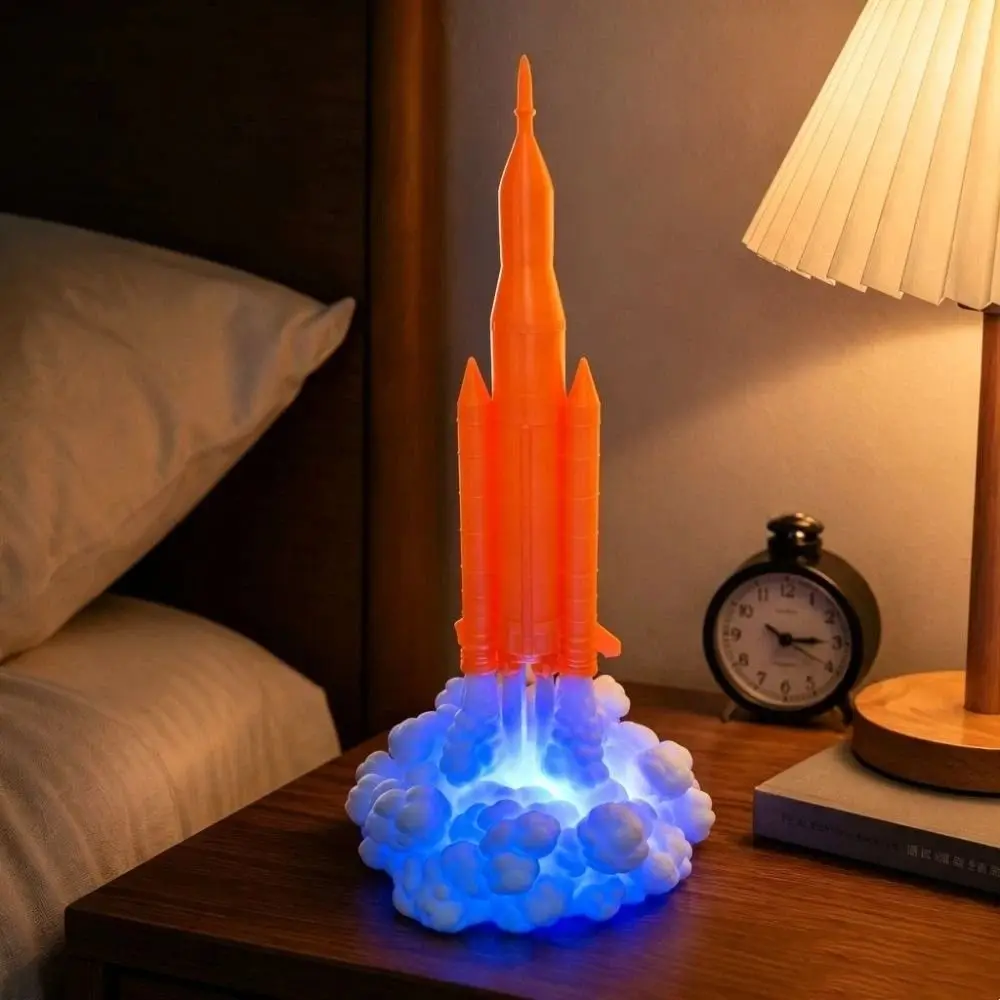 3D Design Rocket Launch Lamp Gradient USB Powered Rocket Shape LED Night Light Astronaut Shape Space Rocket Shape