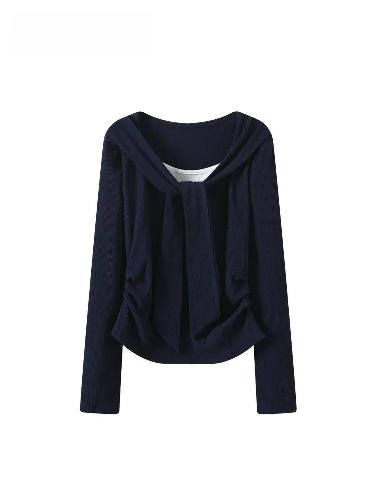 

Повседневный вязаный топ больших размеров с длинными рукавами для женщин, весенний, свободного кроя, в стиле casual, для верхней части тела