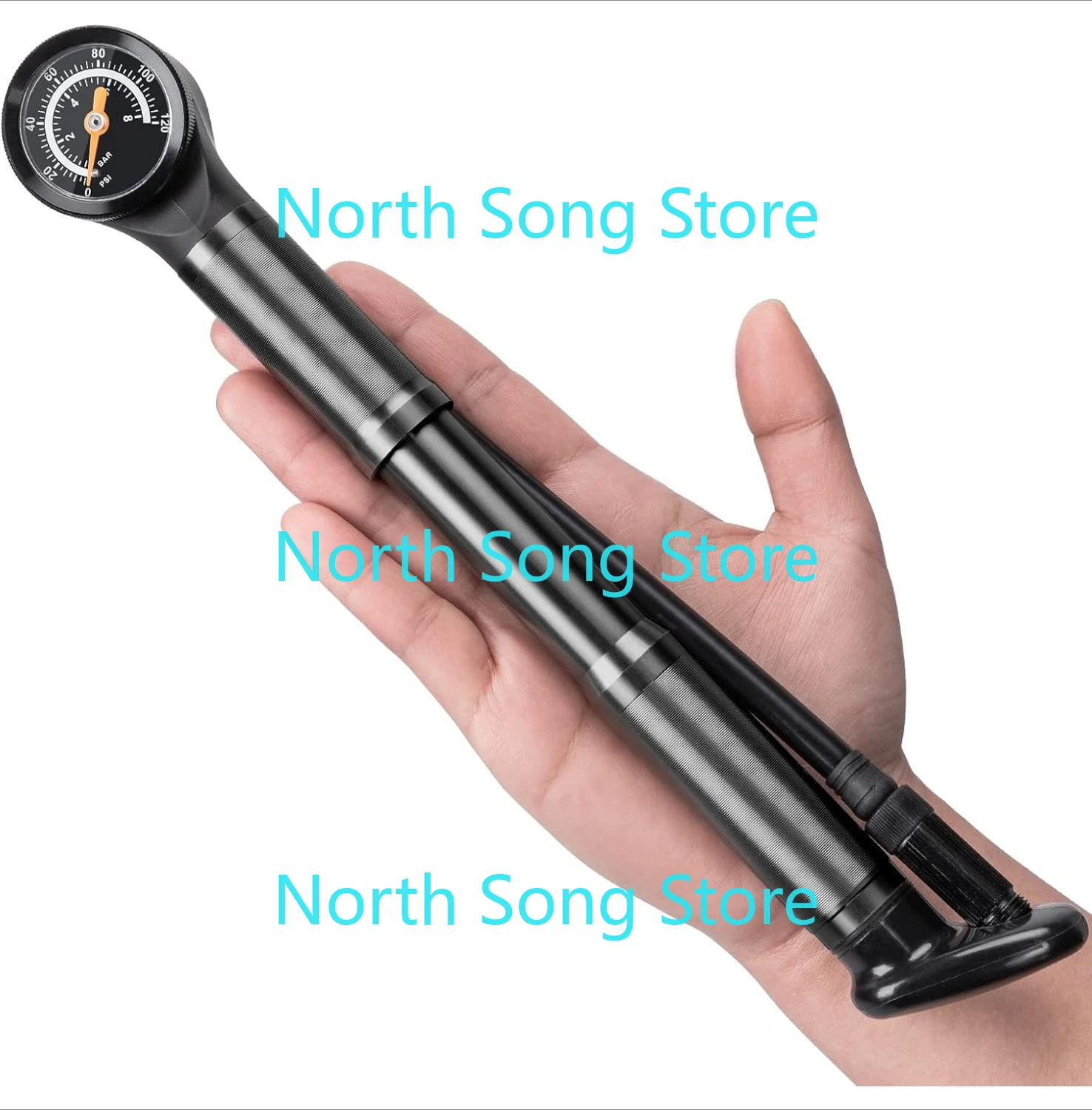 

Bike Pump Portable Mini Bicycle Pump with Pressure Gauge Fits Presta and Schrader Valves 120PSI High Pressure Bike Air Pump