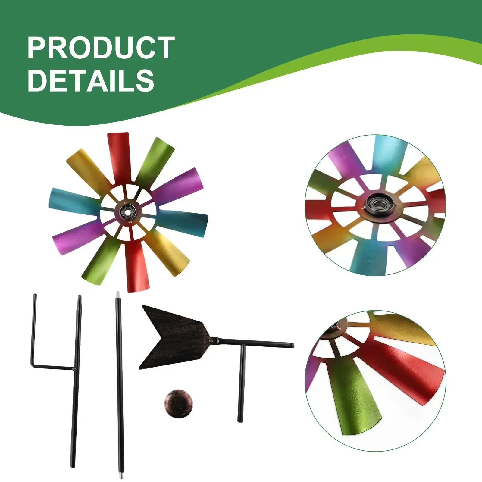 73cm Metal Windmill Garden Decor For 360 Degree Rotating Garden Windmill Wind Sculpture Outdoor Lawn Yard Decorative Stakes