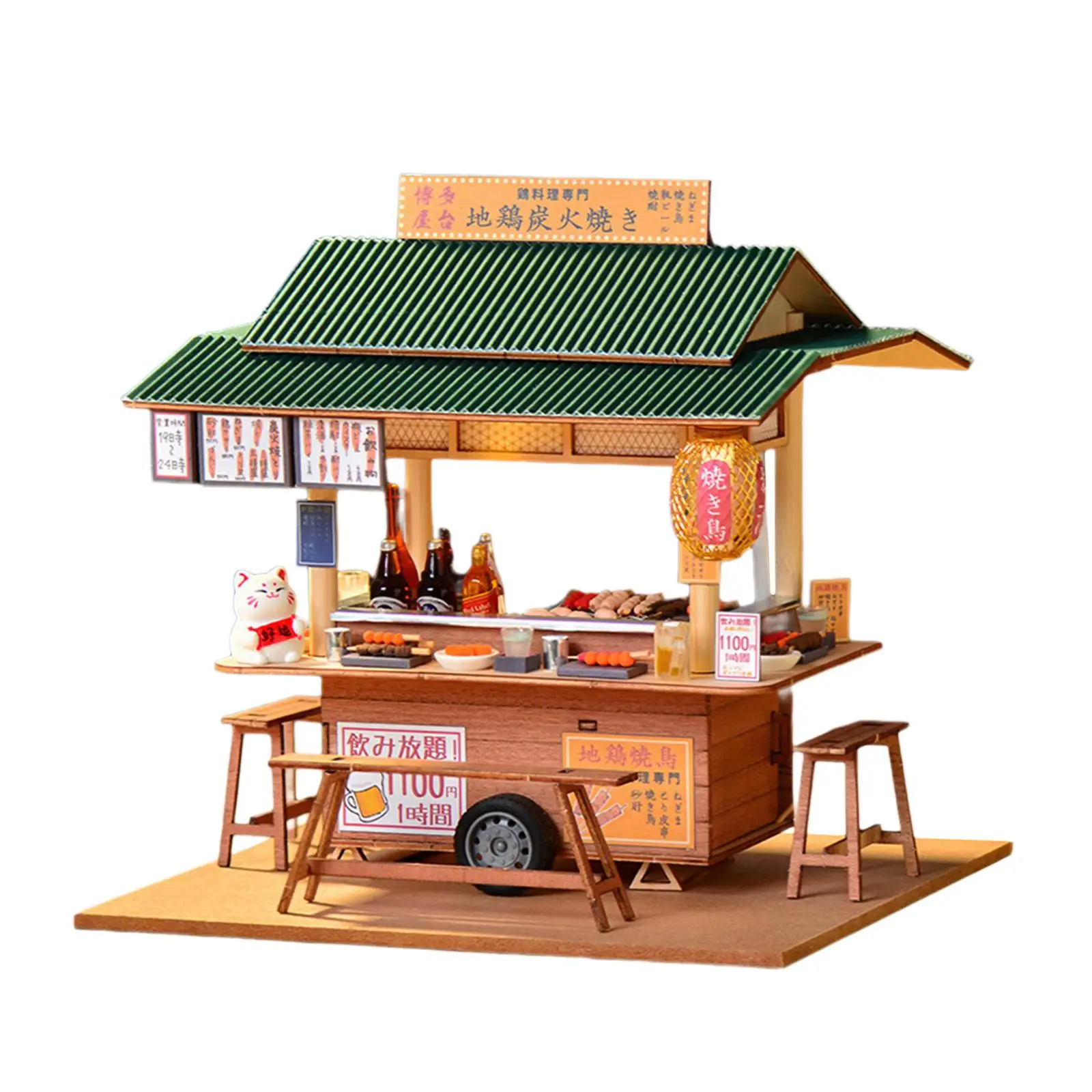 قالب متجر صغير مجمع لعبة منزل ديوراما مشهد دمية أطقم طعام الشارع