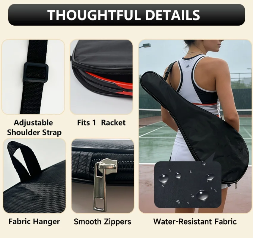 Tennis Racket Cover Portable Single Pack Tennis Racket Protective Cover Waterproof Shoulder Bag Durable For Men Women