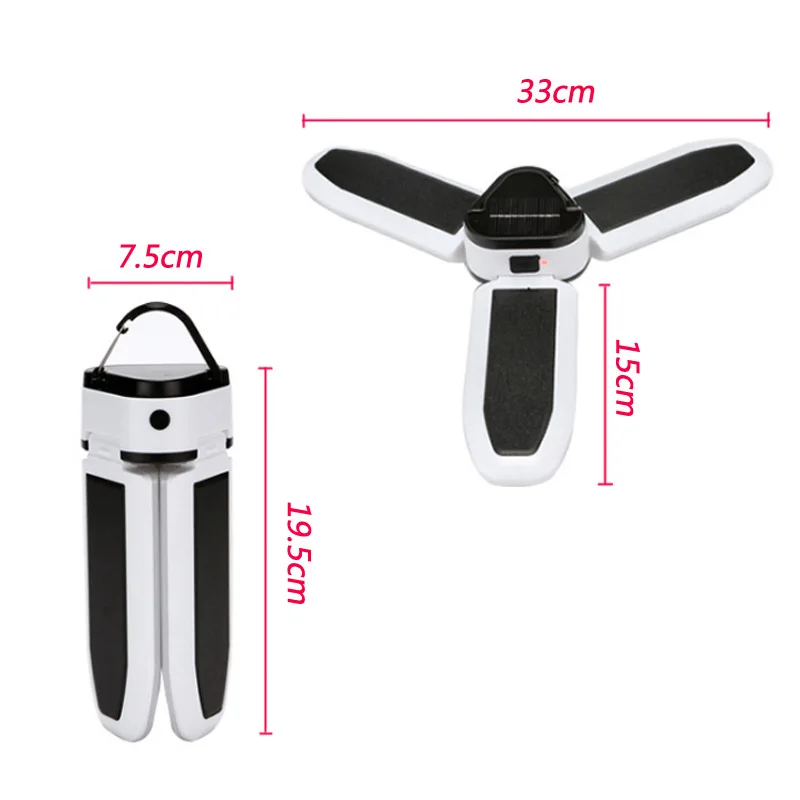 Three-leaf Multi-function Lamp Outdoor Solar Charging Camping Lamp Outdoor USB Emergency Lamp with Magnet Camping Supplies