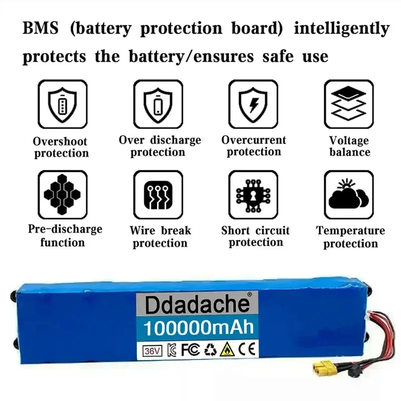 Ddadache 10S3P 36V 100000mAh 36v Electric Scooter Battery Pack 18650 Lithium M365 Electric Scooter 36v Battery Scooter