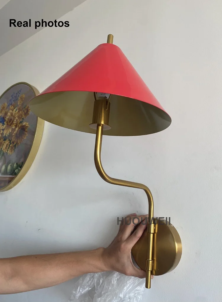 Simple Bedroom Bedside Red Wall Lamp Retro Living Room Dining Room LED Lamp Interior Background Atmosphere Wall Lamp