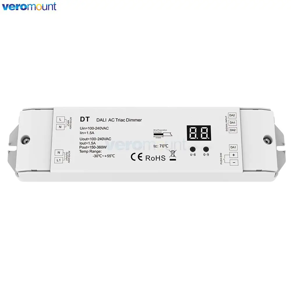 DT DT-B (DT4) 150W-360W 110V 220V AC Triac DALI Dimmer Trailing Edge 1 DALI Address 1CH to Dim Switch Single Color LED Light