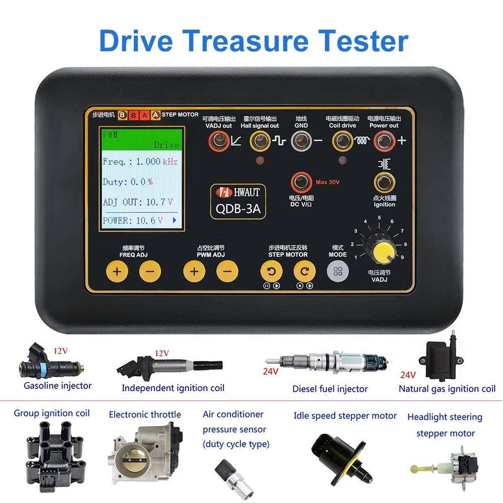 QDB3A Multifunction Motorcycle Diagnostic Tool Idle Air Control Valve Ignition Coil Tester Automobile Actuator Fault Detector