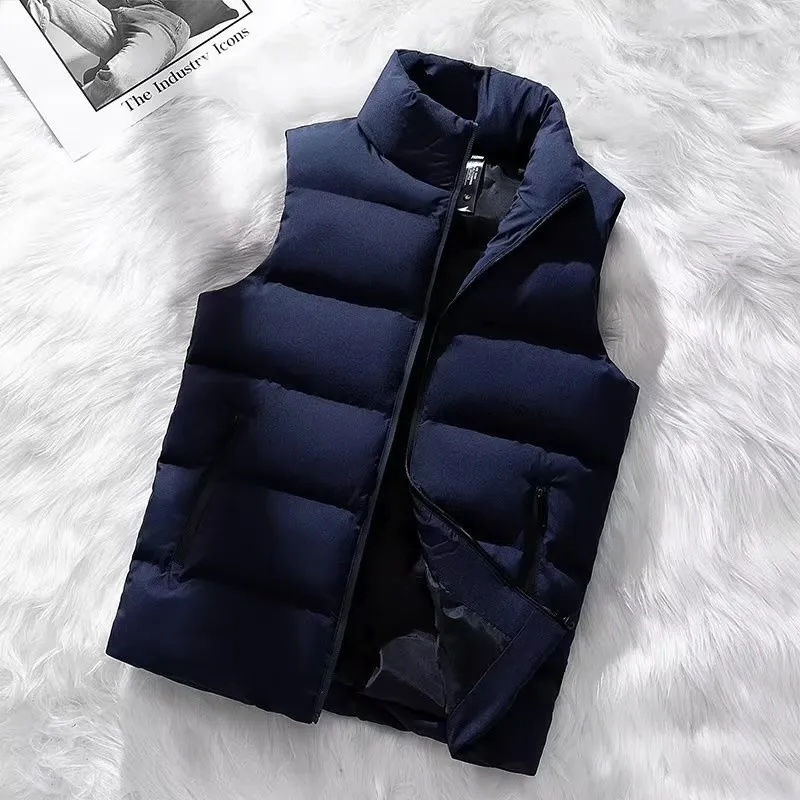 

Men's Winter Jaet Vest Svel Quilted Stand Collar Warmth Outerwear Autumn Winter Thiened Youth Faion Casual Wear