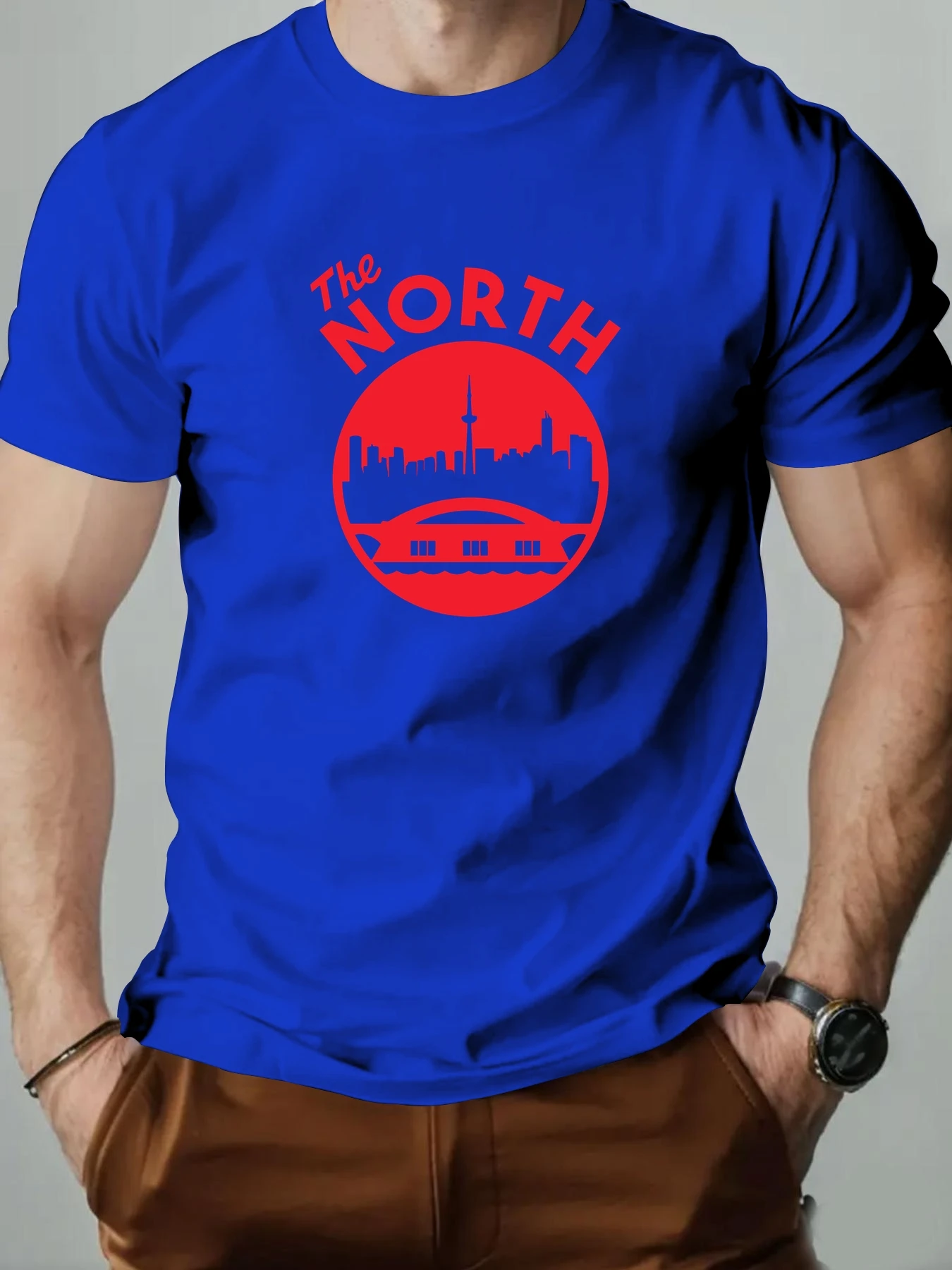 تي شيرت قطني للرجال ، تي شيرت غير رسمي بتصميم جرافيكي بأكمام قصيرة ورقبة دائرية صيفية في الشمال #3