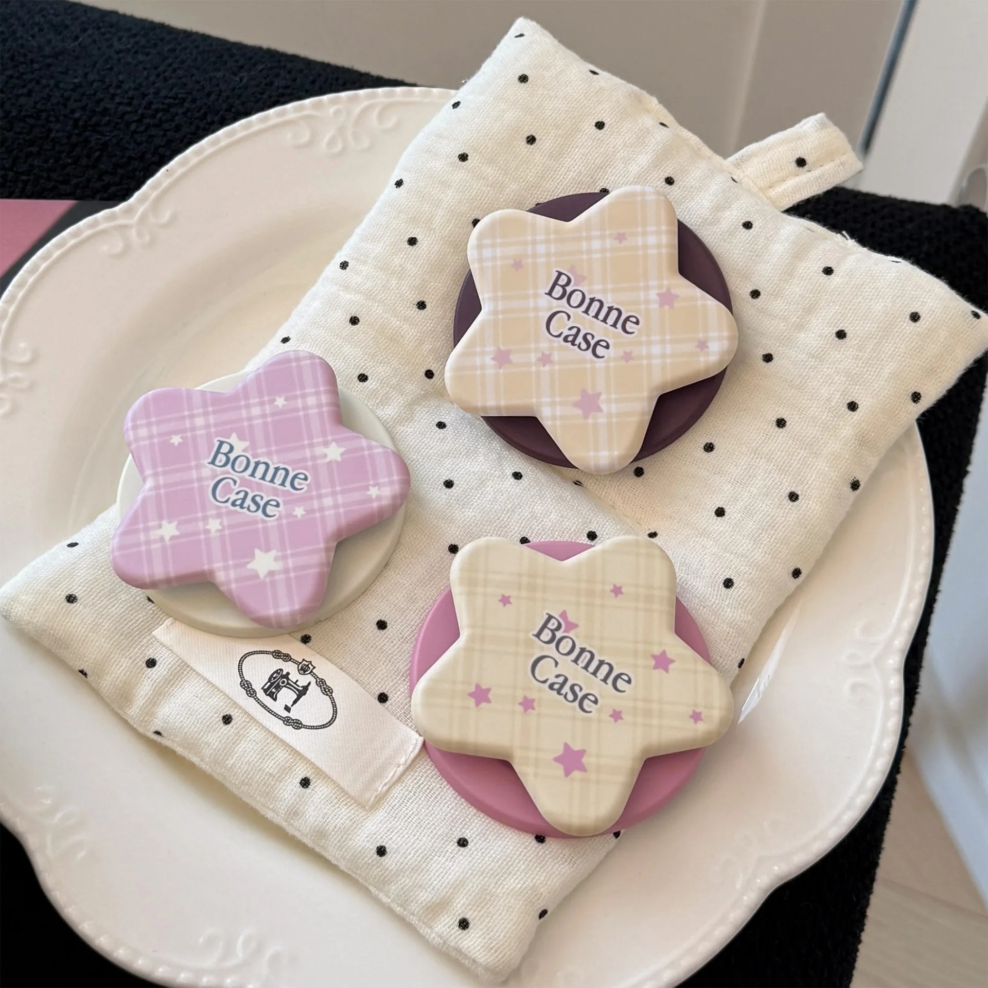 

Y2K Vintage Grid Star Magnetic Holder Make Up Mirror Phone Grip Tok Universal Smart Tok Stand Holder for Magsafe For Samsung