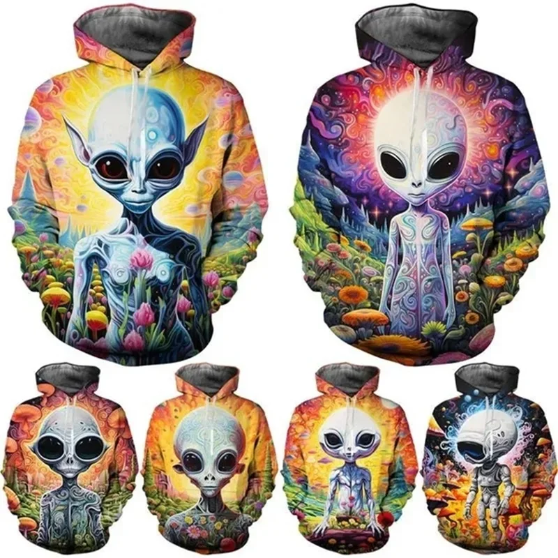 

Men's Novelty Funny Graphic Hoodies 3D Printed Alien Pullovers Hoodie Long Sleeve Hip Hop Sweatshirts for Men Women Ropa Hombre