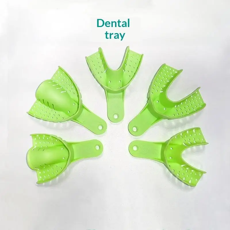 1/5Pcs Full-Size Green Sterilizable Lab Tools Autoclavable Dental Plastic Impression Trays Dentist Supplies