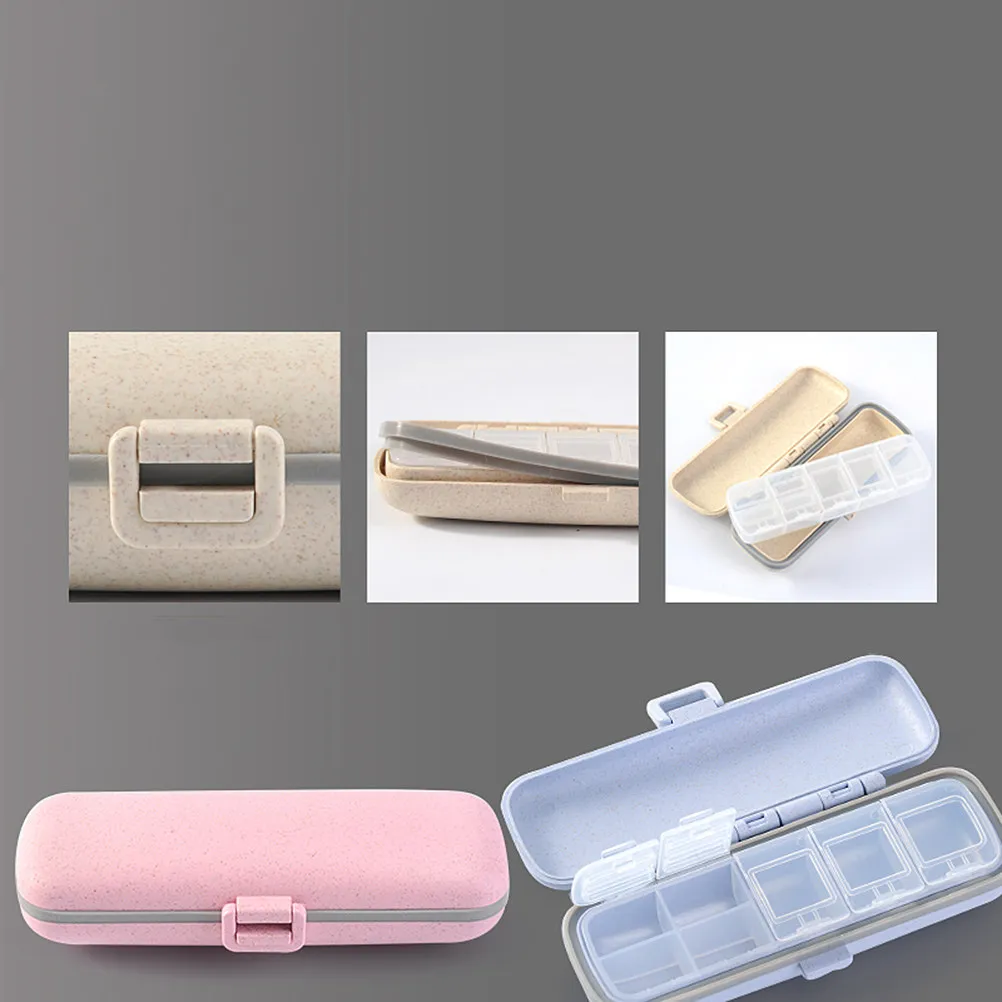 Mini Medicine Pill Tablet Organizer Storage Containers Pink Box Weekly Portable