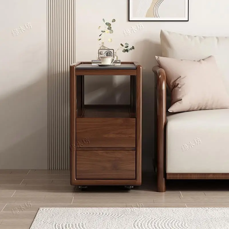 LH sofa side cabinet small apartment rock slab side table living room with wheels movable small coffee table