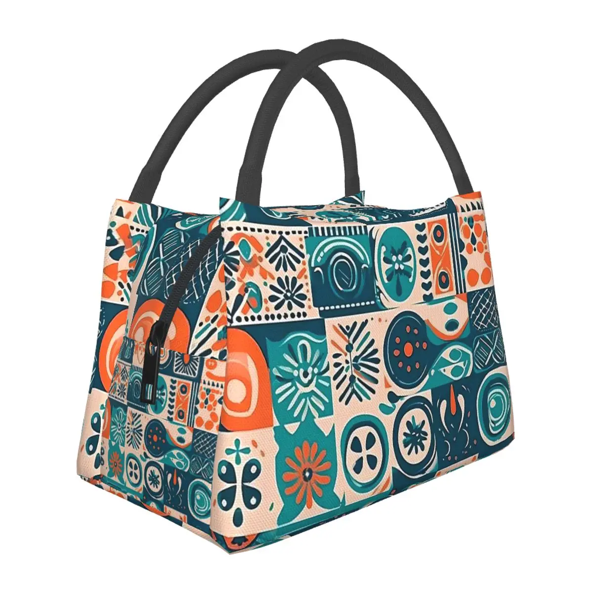 African Ethnic Lunch Bag Patchwork Print Outdoor Picnic Lunch Box For Adult Graphic Design Tote Food Bags Oxford Cooler Bag