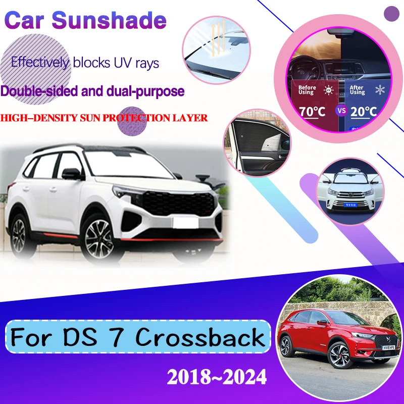 

For DS 7 Crossback Accessories Citroen DS7 2018~2024 Car Coverage Sunshades Covers Sun Protection Anti-UV Window Sunshades Visor