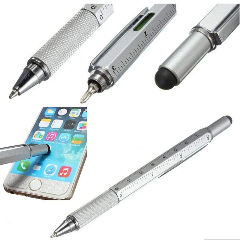 6 In 1 Touch Ballpoint Stylus Pen With Spirit Level Ruler Screwdriver Tool Office School Supplies Hand tool